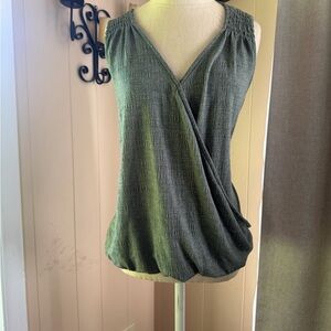Cable & Gauge Olive Green Sleeveless Wrap-Front Camisole